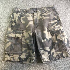 Levis Shorts Mens 32 Green Brown Flap Pockets Cargo Camo Baggy Jorts Skate